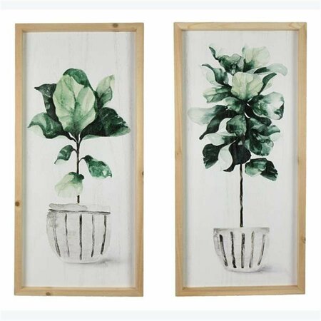 YOUNGS Wood Framed Botanical Wall Art with Acrylic Paint, Assorted Color - 2 Piece 29031
